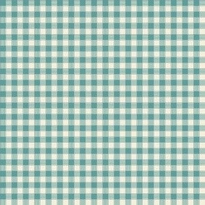 Striped Plaid Vintage Teal and Cream Small Scale Blender coordinate pattern