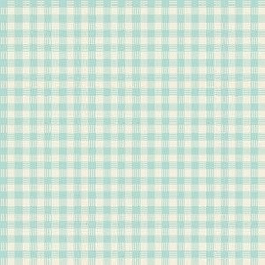 Striped Plaid light Vintage Teal and Cream Small Scale Blender coordinate pattern