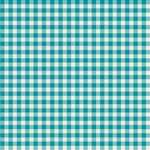 Striped Plaid Lagoon Teal Blue and Cream Small Scale Blender coordinate pattern