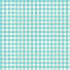 Striped Plaid Pool Teal and Cream Small Scale Blender coordinate pattern