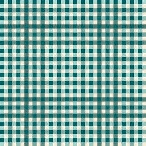 Striped Plaid Dark Vintage Teal and Cream Small Scale Blender coordinate pattern