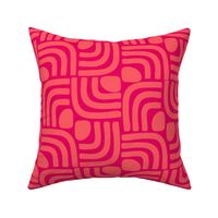 Overlapping Buttons - Sunset Coral on Radiant Raspberry
