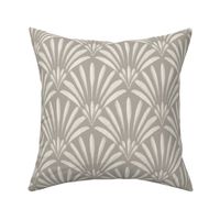 fans scallop - cloudy silver taupe _ creamy white - hand painted deco