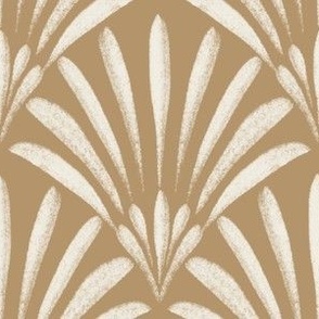 fans scallop - creamy white _ lion gold mustard - tropical hand painted deco