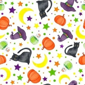 Medium Scale I Put a Spell On You Halloween Witch Hats Potions Black Cats Pumpkins Stars