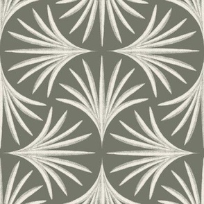 palm ogee - creamy white _ limed ash green - art deco