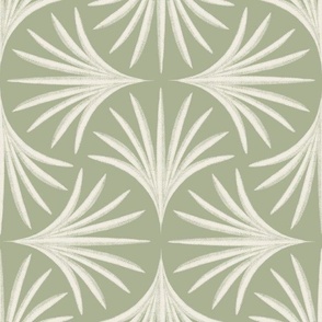 palm ogee - creamy white _ light sage green - art deco