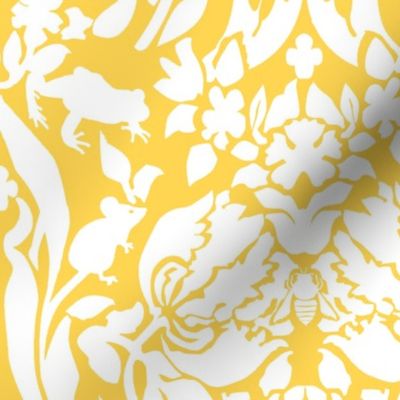 damask wild white on yellow