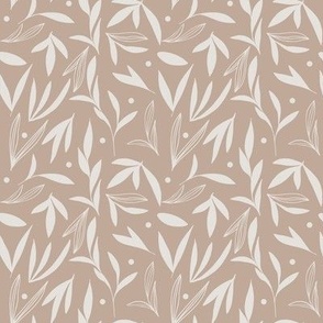 Cream drawing leaves composition - FABRIC