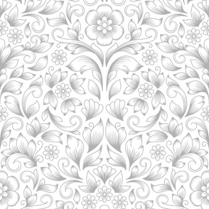 2835 E Extra large - hand drawn damask flowers 