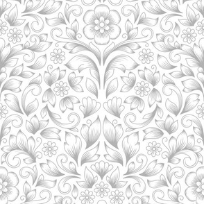 2835 E Large - hand drawn damask flowers 