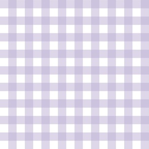 Gingham 1 inch lavender on fabric ground
