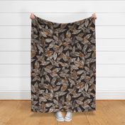 Scattered Fall Leaves Medley - Dark Color Scheme - Large Scale