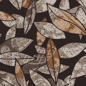 Scattered Fall Leaves Medley - Dark Color Scheme - Large Scale