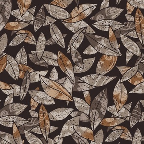 Scattered Fall Leaves Medley - Dark Color Scheme - Medium Scale