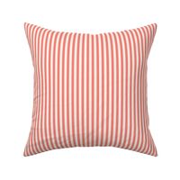 Classic Pinstripe Coral Pink and Ivory Vertical Stripes quarter inch 64 mm