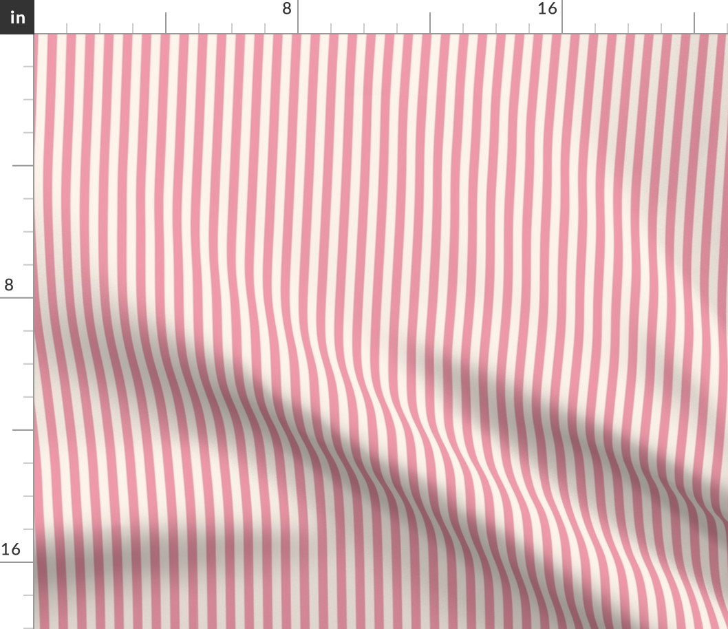 Classic Pinstripe Faded Pink and Ivory Vertical Stripes quarter inch 64 mm