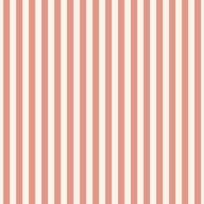 Classic Pinstripe Salmon and Ivory Vertical Stripes quarter inch 64 mm