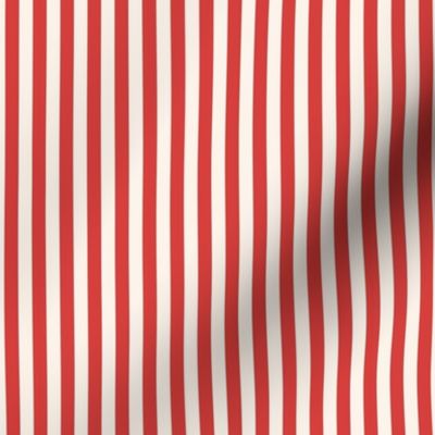 Classic Pinstripe Red and Ivory Vertical Stripes quarter inch 64 mm