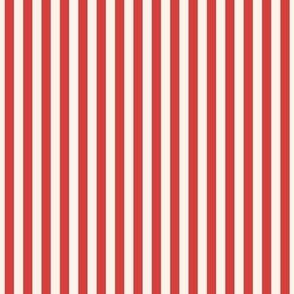 Classic Pinstripe Red and Ivory Vertical Stripes quarter inch 64 mm