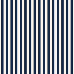 Classic Pinstripe Navy Blue and Ivory Vertical Stripes quarter inch 64 mm