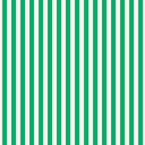 Classic Pinstripe Green and Ivory Vertical Stripes quarter inch 64 mm