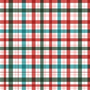 Modern Christmas Holiday Plaid - red, teal, pink white