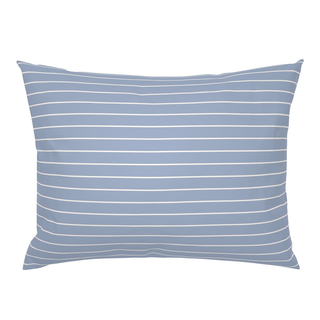 Thin Ivory Stripes on Pewter Blue 1 inch apart horizontal stripe