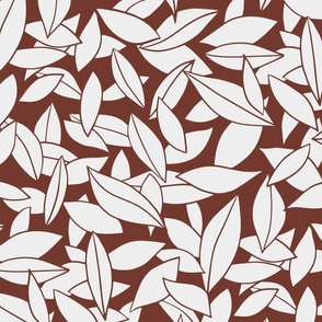 Scattered Fall Leaves Medley - Off-White on Red - Large Scale