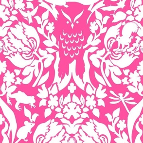 damask wild white on pink