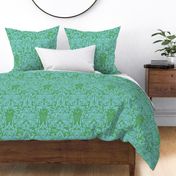damask wild green and blue