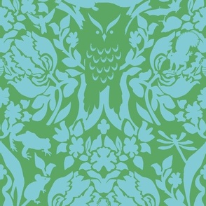 damask wild green and blue