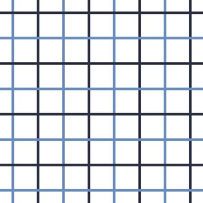 Window Pane Nautical Grid in White, Blue and Midnight Blue