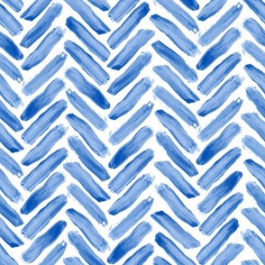 (M) Cobalt blue brushstroke herringbone chevron regular