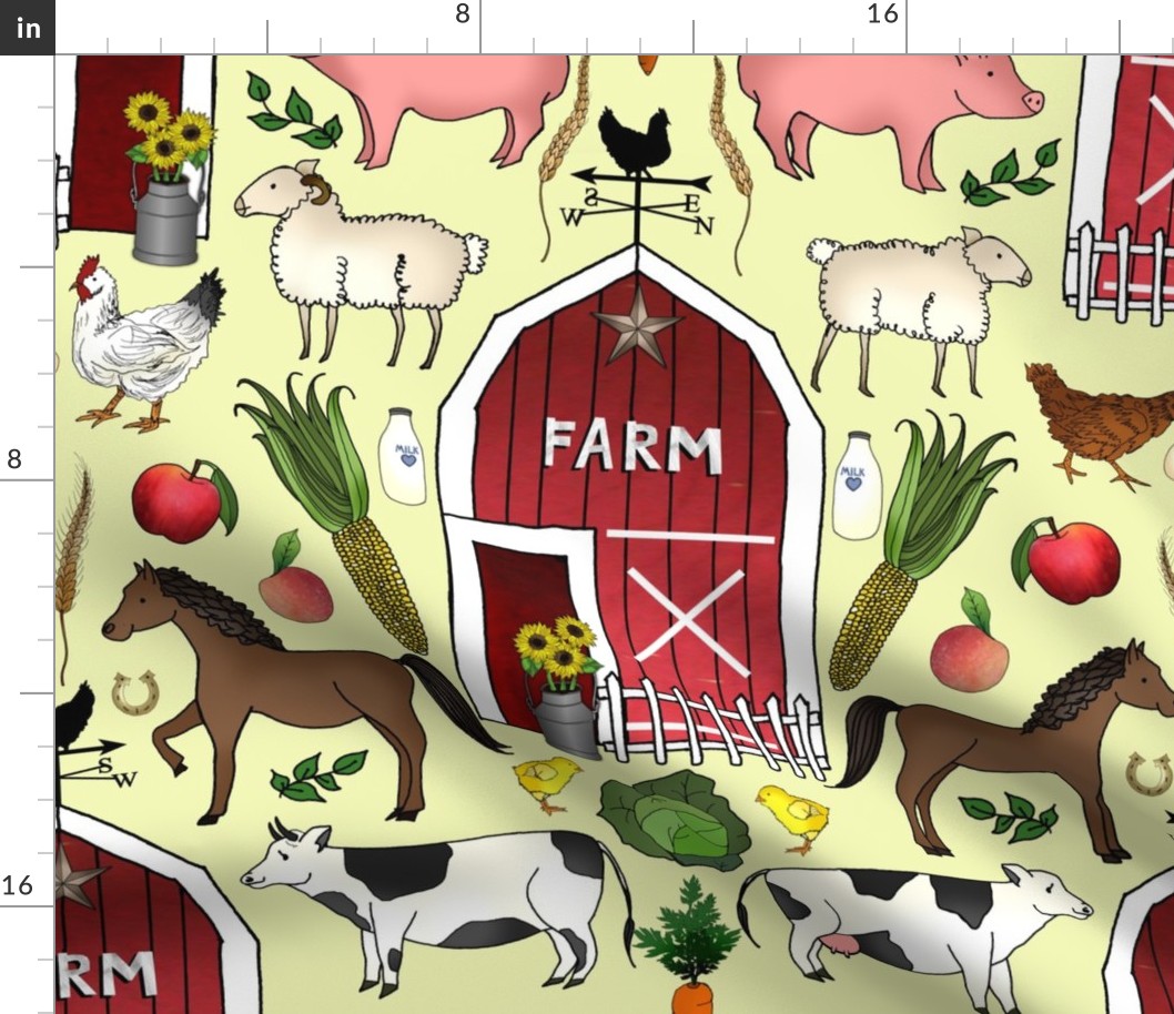Red Barn Farm (Butter Yellow large scale) 
