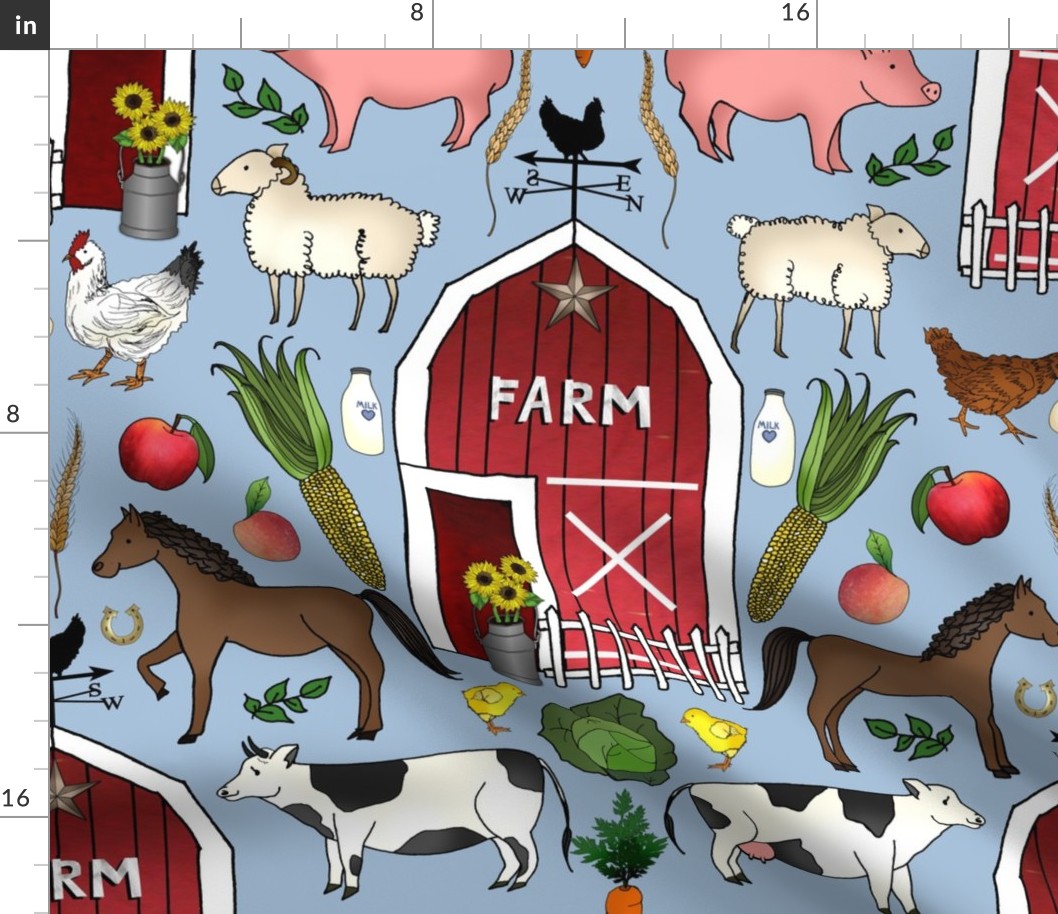 Red Barn Farm (Sky Blue large scale) 