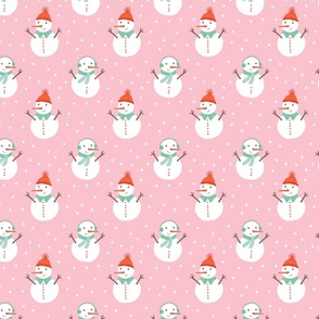 Pink and Orange Christmas Snowmen