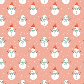 Snowmen Orange  on Peach