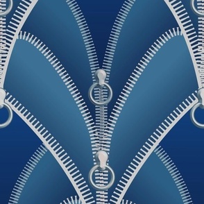 zipper art deco elegant royal blue silver - large