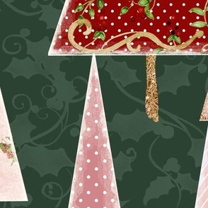 24" Modern Victorian Christmas Trees in Forest Green and Blush by Audrey Jeanne