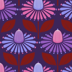 Happy retro coneflowers deep purple - L