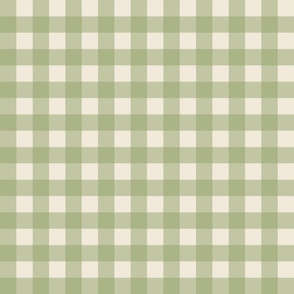 1 inch Gingham in Green and Cream