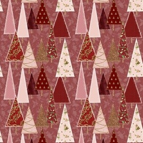 4" Modern Victorian Christmas Trees in Rose Pink and Blush by Audrey Jeanne