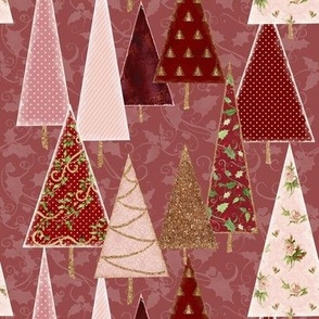8" Modern Victorian Christmas Trees in Rose Pink and Blush by Audrey Jeanne