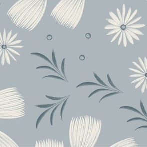 chalky floral - creamy white_ french grey_ marble blue - non-directional