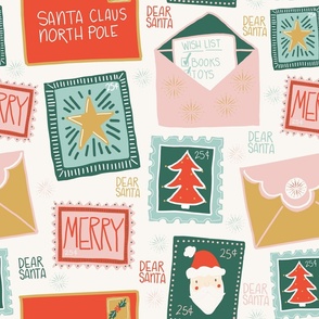 Retro Dear Santa letters and stamps large scale
