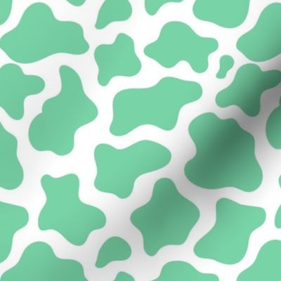 Medium Scale Cow Print Jade Green on White