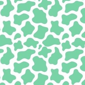 Small Scale Cow Print Jade Green on White