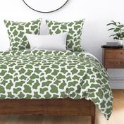 Large Scale Cow Print Sage Green on White