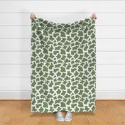 Large Scale Cow Print Sage Green on White